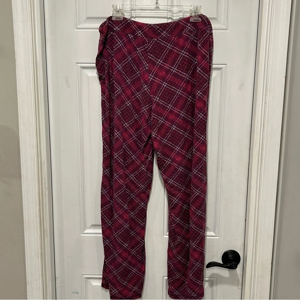 SOMA Women Pajama Set, Long sleeve Scoop Top, Plaid Pants, Purple, Comfort, XL